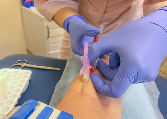 Blood collection from a vein in a medical office