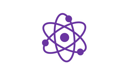 Amazing purple color atom icon on white background,New atom icon