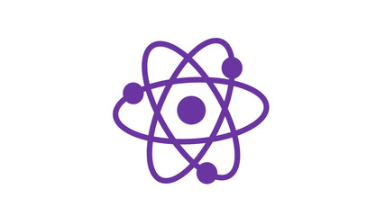 Amazing purple color atom icon on white background,New atom icon