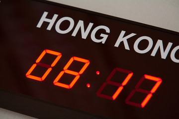 Digital clock showing Hong Kong time