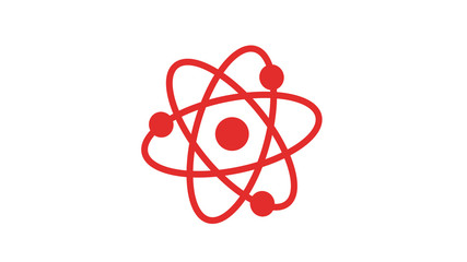 Amazing red atom icon on white background,Best atom icon