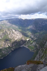 Fototapeta na wymiar view from the mountain and fjord