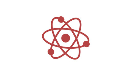 Red dark atom icon on white background,New atom icon