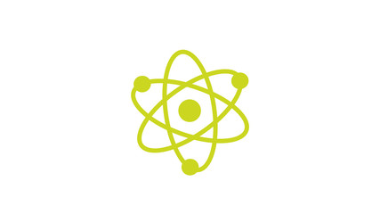 Yellow color atom icon,New atom icon on white background