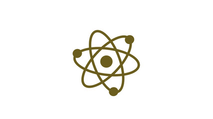 New yellow dark atom icon on white background ,atom icon