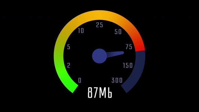 Internet speedometer on transparent background with alpha channel.