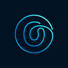 O letter logo in a circle. Impossible line style.