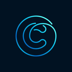 C letter logo in a circle. Impossible line style.