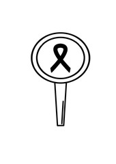 Black ribbon melanoma. Modern style logo illustration for May month of company awareness. World Melanoma Day.