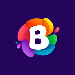 Letter B logo at colorful multicolor gradient splash.