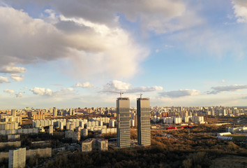 Fototapeta premium panoramic views from the drone on the architectural infrastructure of the big city