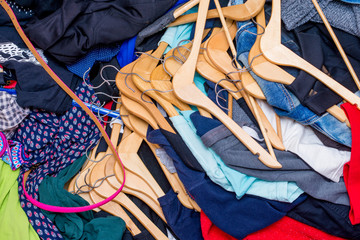 pile of used clothes. Second hand for recycling