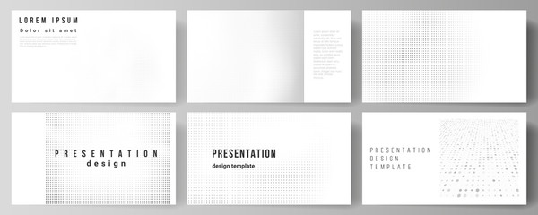 Vector layout of presentation slides design business templates, multipurpose template for presentation brochure, brochure cover. Halftone effect decoration with dots. Dotted pattern for grunge style.