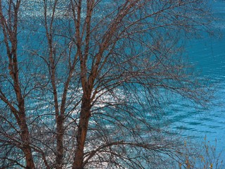 Fall landscape on Issyk lake in Almaty region