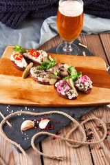 sandwiches with pate and cucumber for beer.