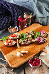 sandwiches with pate and cucumber for beer.