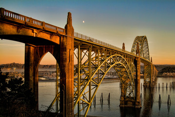 Fototapeta na wymiar Newport Bay Bridge Twilight One