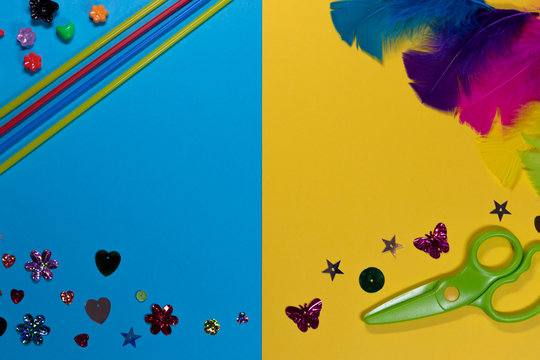 Arts and caft flat lay with craft materials