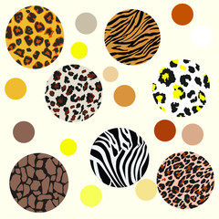 Vector leopard zebra pattern collectibles - balls. Leopard pattern design, vector illustration background. Animal design. Brown, orange, yellow. Leopard