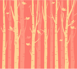 Fototapeta na wymiar Trees background. The trunk and leaves in separate layers. Vector. a forest image