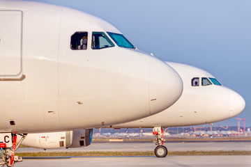 Obraz premium Detail view of an airplane nose