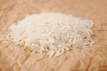 A bunch of basmati rice on canvas paper