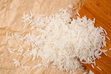 A bunch of basmati rice on canvas paper