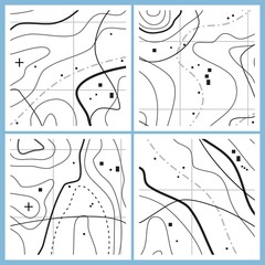 vector abstract map pattern with wavy lines