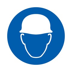 Safety helmet must be worn sign. M014. Standard ISO 7010