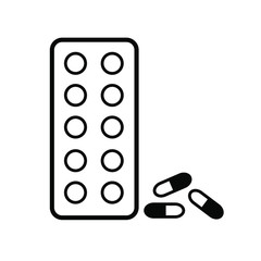 Pills and tablet blister packaging. Vector simple icon for infographic or website. Prevention and treatment of coronavirus covid-19 2019-ncov