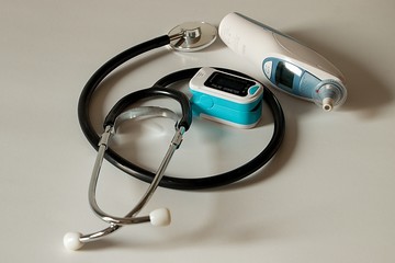 Stethoscope, pulse oximeter, thermometer 