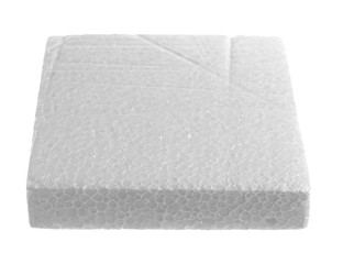 Styrofoam cube isolated on white background, with clipping path