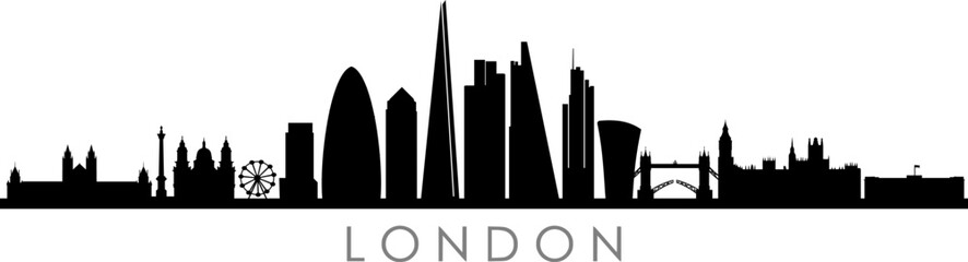 LONDON City Skyline Silhouette Cityscape Vector - obrazy, fototapety, plakaty