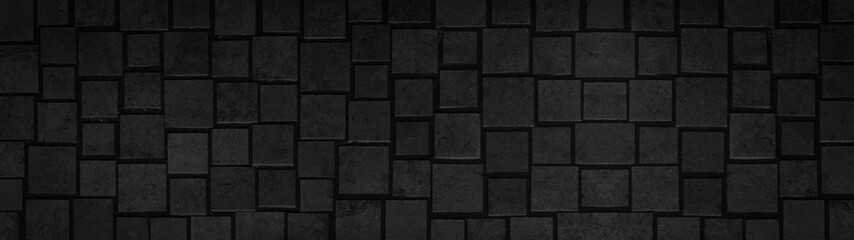 Black anthracite dark concrete cement stone square cubes texture background banner panorama