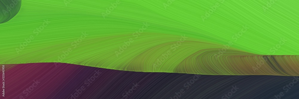 Poster elegant abstract curved lines decorative banner with moderate green, very dark violet and dark olive