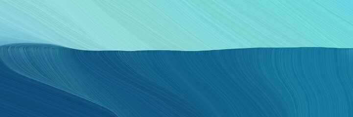 elegant abstract curved lines flowing designed horizontal banner with sky blue, teal and steel blue colors