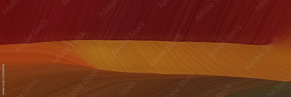 Aufkleber elegant abstract curved lines surreal horizontal banner with dark red, sienna and saddle brown color