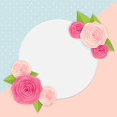 Fototapeta na wymiar Cute Background with Frame and Flowers. Vector Illustration