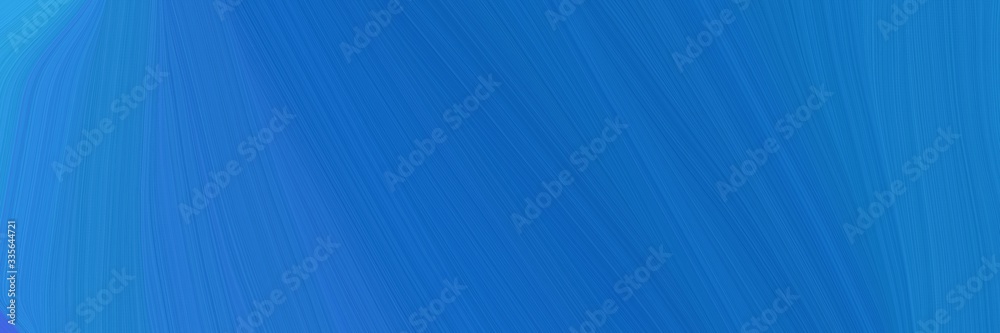 Poster elegant abstract curved lines dynamic designed horizontal banner with strong blue, dodger blue and royal blue colors