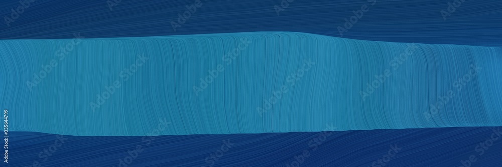 Poster elegant abstract curved lines surreal horizontal header with teal blue, midnight blue and steel blue