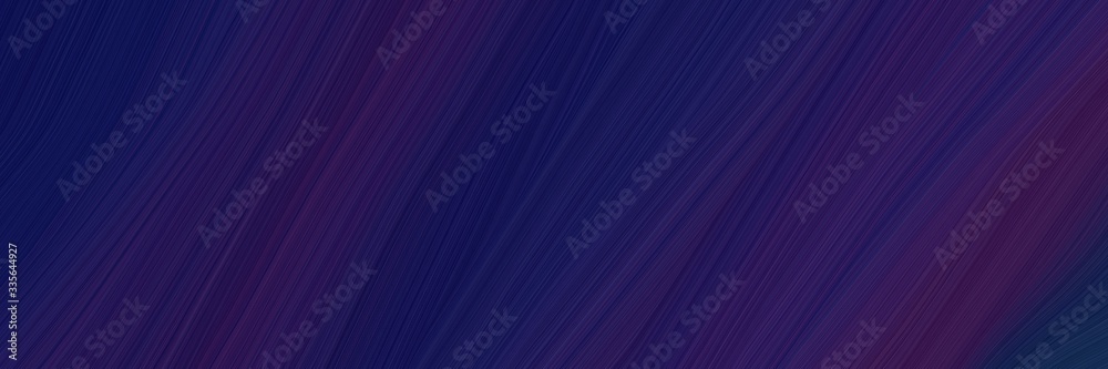 Poster elegant abstract curved lines modern designed horizontal banner with very dark violet, midnight blue