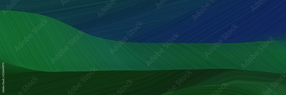 Poster elegant abstract curved lines decorative header with very dark blue, teal green and dark slate gray 