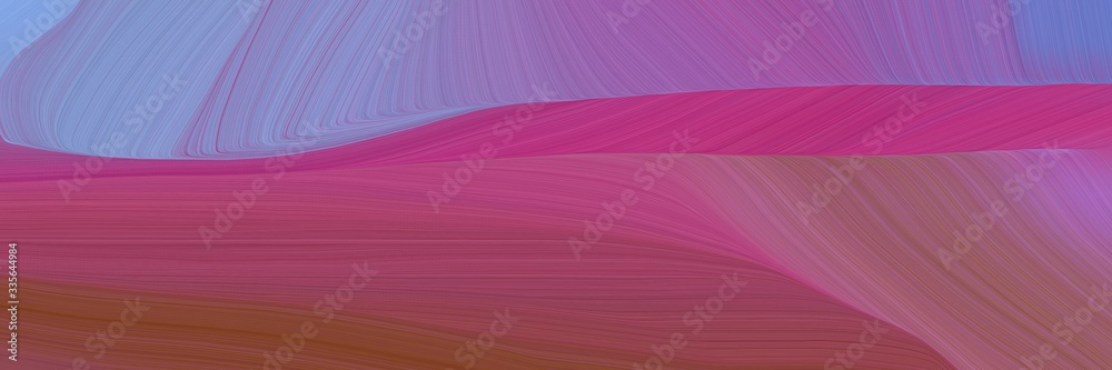 Poster elegant abstract curved lines decorative horizontal banner with antique fuchsia, moderate pink and m