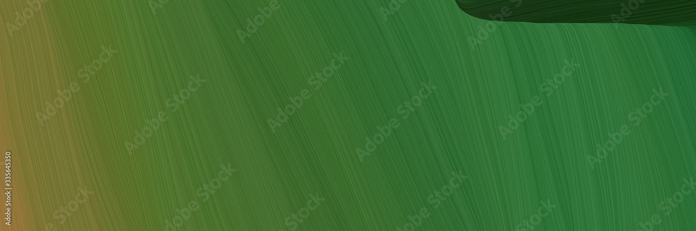 Poster elegant abstract curved lines modern designed horizontal header with dark olive green, pastel brown and very dark green colors. elegant curved lines with fluid flowing waves and curves