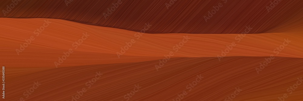 Poster elegant abstract curved lines moving header with chocolate, sienna and saddle brown colors. elegant curved lines with fluid flowing waves and curves