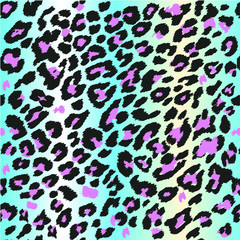 Leopard pattern design, vector illustration background. Animal design. blue, pink, purple. Seamless leopard design