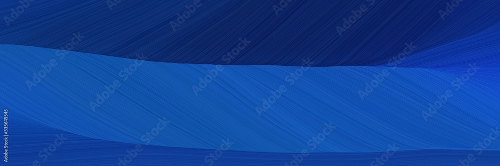 Leinwandbilder elegant abstract curved lines surreal header design with strong blue and midnight blue colors. elega