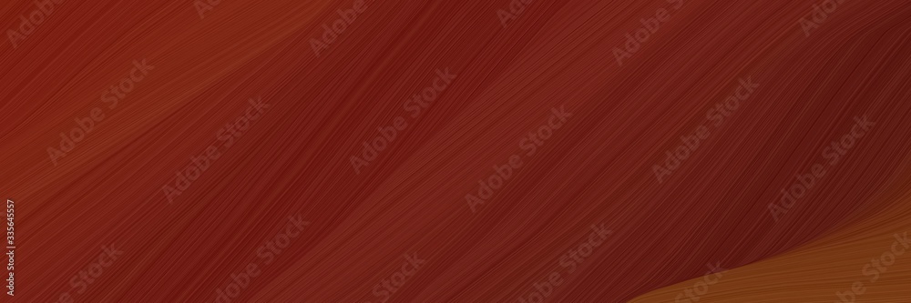 Poster elegant abstract curved lines decorative horizontal banner with dark red and saddle brown colors. elegant curved lines with fluid flowing waves and curves