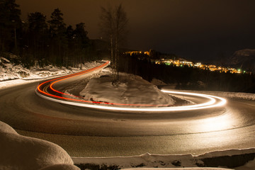 light trail in a curve