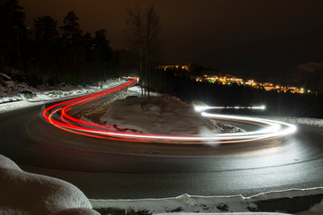 light trail in a curve